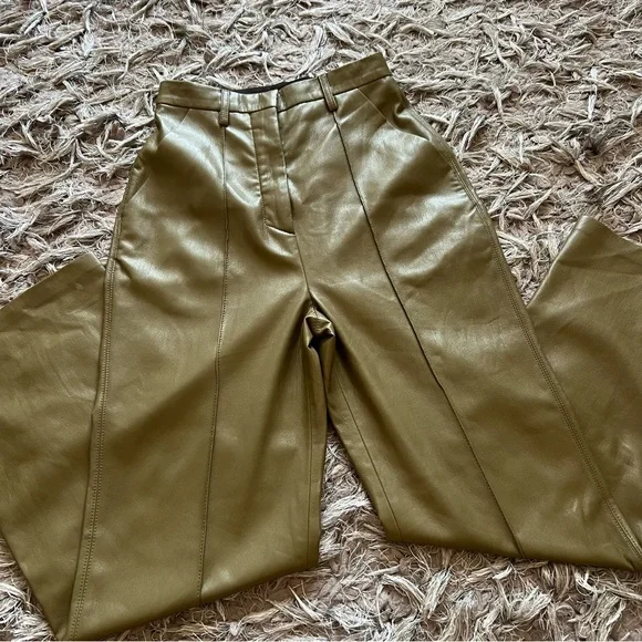 Nanushka GREEN Lucee trousers in vegan leather pants size XS C5 - Picture 2 of 6